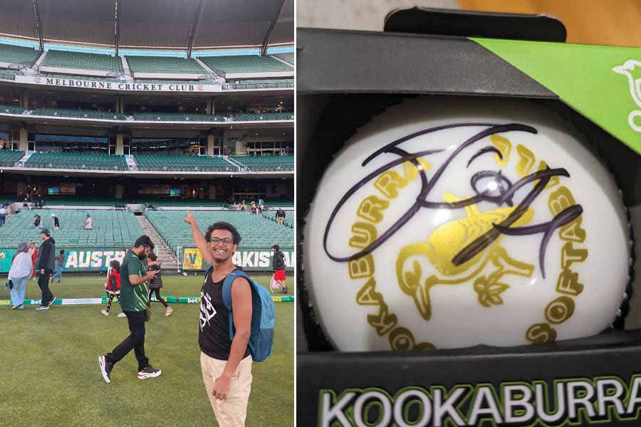  The author got to set foot on the MCG grass and also received a signed ball from Josh Hazlewood