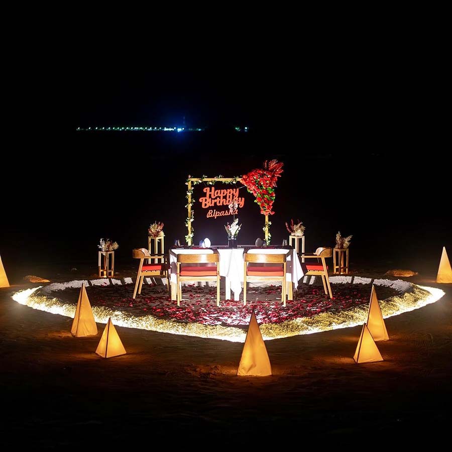 Bipasha revealed her seaside birthday decor in one of the pictures. 