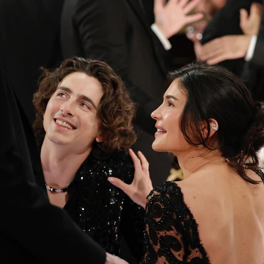 Kylie Jenner of the Kardashian family twinned in black with boyfriend Timothee Chalamet. 