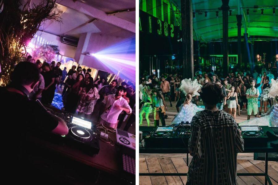 Venues like (right) antiSOCIAL and (left) House of Chapora kept spirits high through New Year celebrations with multi-genre music by DJs like Bullzeye, Arnova, Dotdat, Kohra and Atriohm