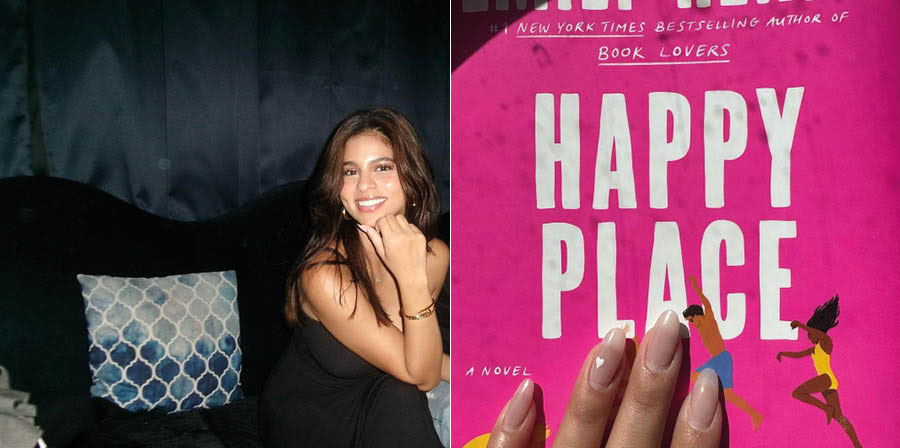 Suhana Khan, who recently made her acting debut with Zoya Akhtar’s Netflix musical The Archies, recently finished Emily Henry’s 2023 novel Happy Place while travelling in New York. 
