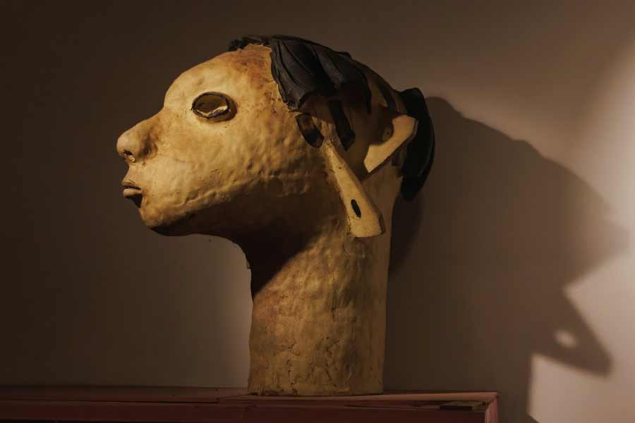A sculpture by Reghu displayed at Seagull Books