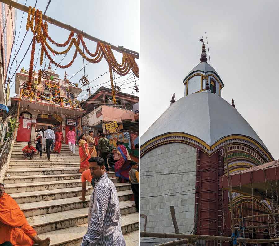 The first glimpse of Tarapith temple. It is believed that Sati’s third eye fell in Tarapith. The village was originally called Chandipur, but was later changed to Tarapith because the eyeball is called ‘tara’ in Bengali