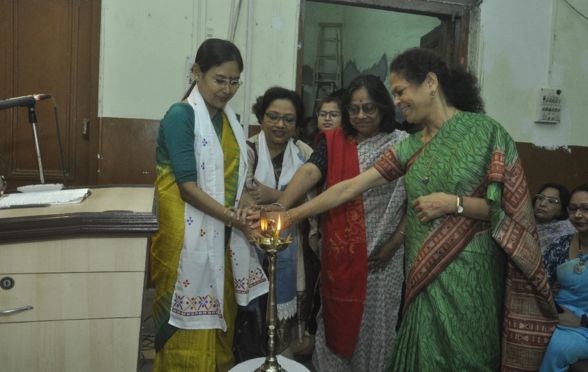 Srabanti Bhattacharya, Principal of Rani Birla Girls' College inaugurating the career fair