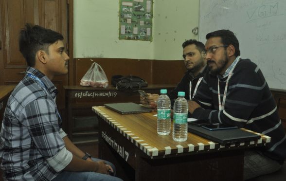 A student facing the interview board during the placement drive