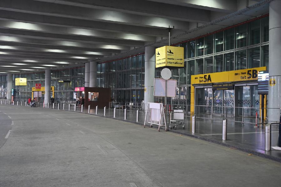 Gates of the arrival area of the international section of the Calcutta airport.