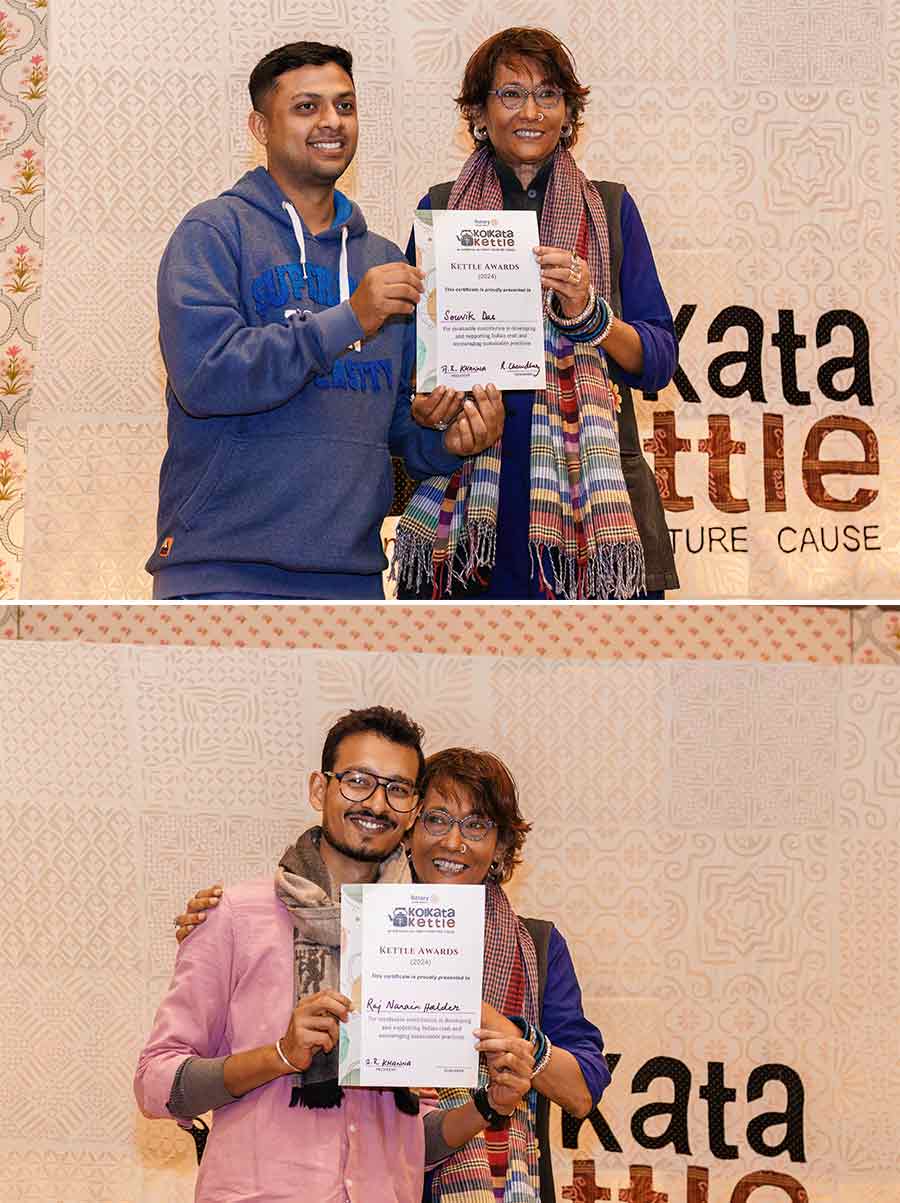 (L to R) Artists Souvik Das and Raj Narayan Halder were also awarded by Bibi Russell