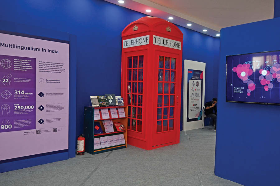 The Future of English exhibition is appropriately adorned with the iconic Red telephone box. “We wanted to have a bit of Britain in our Pavilion,” smiled Barrett. 