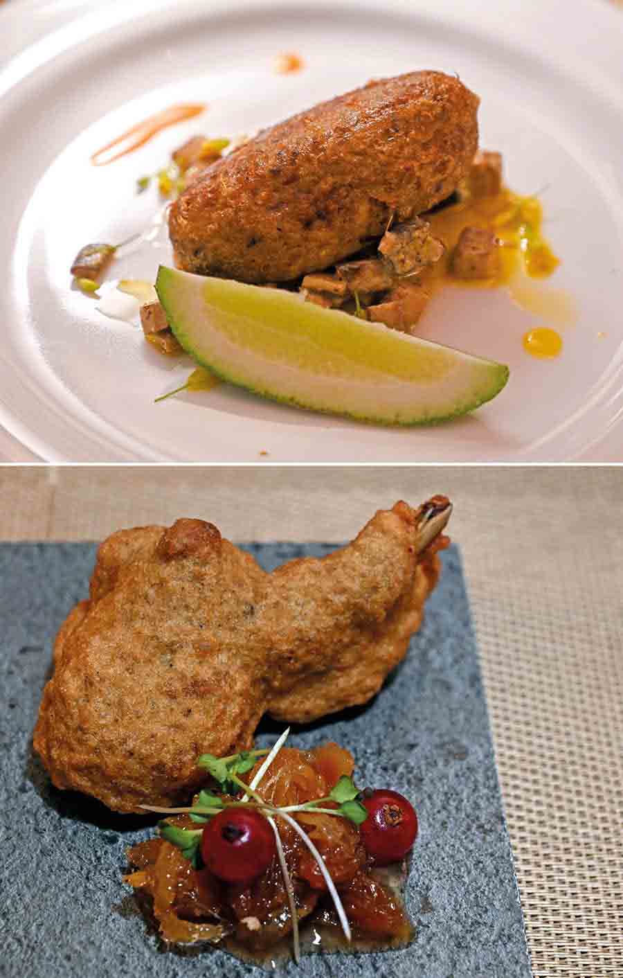The seven-course menu began with two starters: Kofta Shammi Kebab Mahi with Gorbho Mocha Salad, which was a freshwater fish kebab with a banana flower salad, and Telai Kebab with Adar Murabba, a tender and juicy rib chop deep fried in yoghurt batter with sweet ginger preserve 
