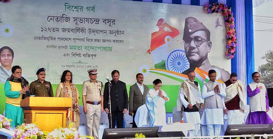 The chief minister takes part in a programme to celebrate Netaji’s birth anniversary