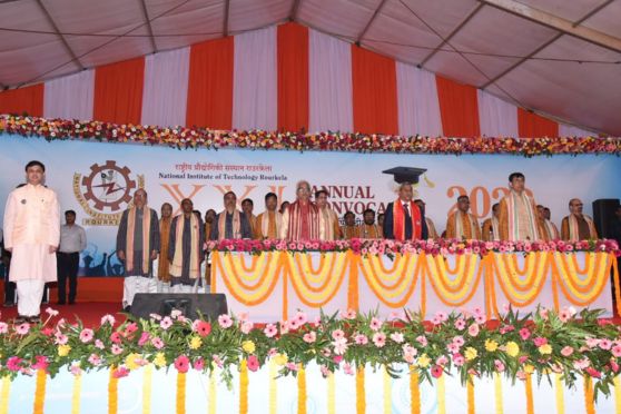 Dignitaries on the dais of NIT Rourkela's 21st Convocation ceremony.