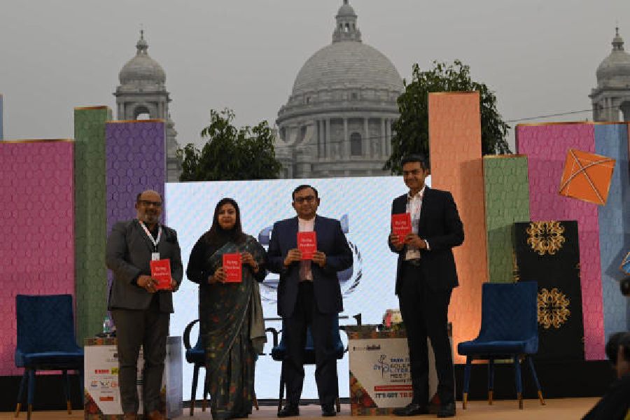 (From left) Anindya Paulchaudhuri, Sucharita Basu, Jayanta Roy and Rudra Chatterjee launch Being Peerless, a book that traces the history of one of India’s best-known non-banking financial companies, at the session on Wednesday. “This book is a 20th century story of three visionary bravehearts — Radheshyam Roy, the founder, and his two sons, BK Roy and SK Roy, who catapulted Peerless to new heights and glory,” Jayanta Roy, managing director of the company, said. “What makes this story really fascinating is that during their lifetime, there were incidents and events that challenged their very existence. Like the challenges of running a Swadeshi company in the colonial regime, the Partition that forced them to cut off their roots in east Bengal, the first Industrial Policy of 1956 which led to nationalisation and the state enterprises…. There were many ups and downs. But the unique thing about them was that they resurrected after every setback,” he said. The book has been edited by DN Ghosh, former chairman of the State Bank of India