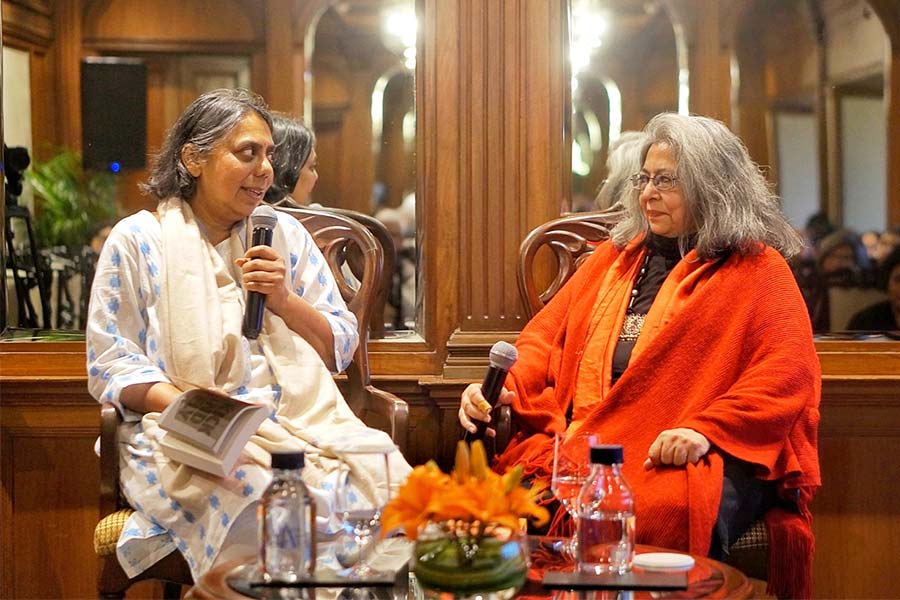 Gupta (left) in conversation with Anjum Katyal