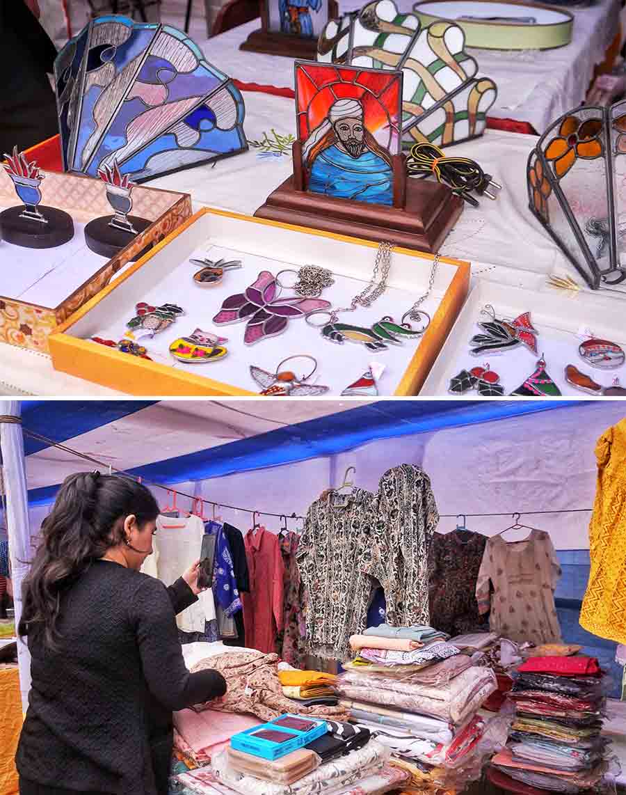 In addition to the food stalls, there were a few others selling handicrafts and garments. One standout stall showcased Zoroastrian stained glass showpieces, along with a variety of keychains and pendants 