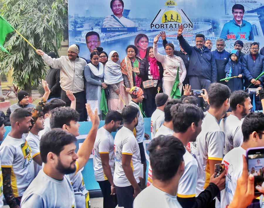 Portathon, a run held by the WAIA, an NGO, on Sunday. Kolkata mayor Firhad Hakim flagged off the races from St. Thomas’ School grounds  