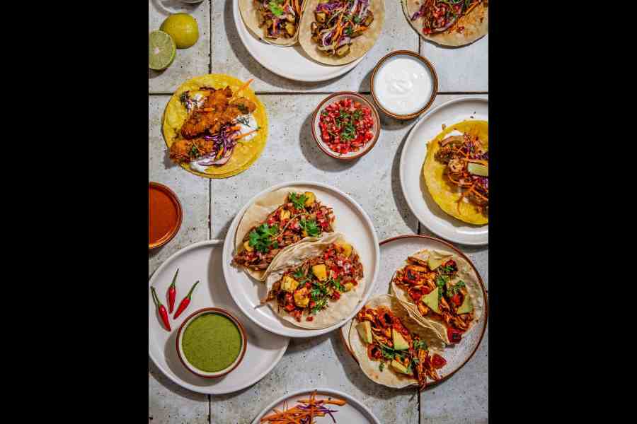 Tacos: The menu features over 13 different types of tacos ranging from Beans and Cheese to Wild Mushroom, from Stuffed Chilli Tacos to Lamb Birria with braised lamb in bone broth, Pork Carnitas and Fried Fish as well. Our favourite from the menu is the Pulled Chicken and Avo Tacos. 