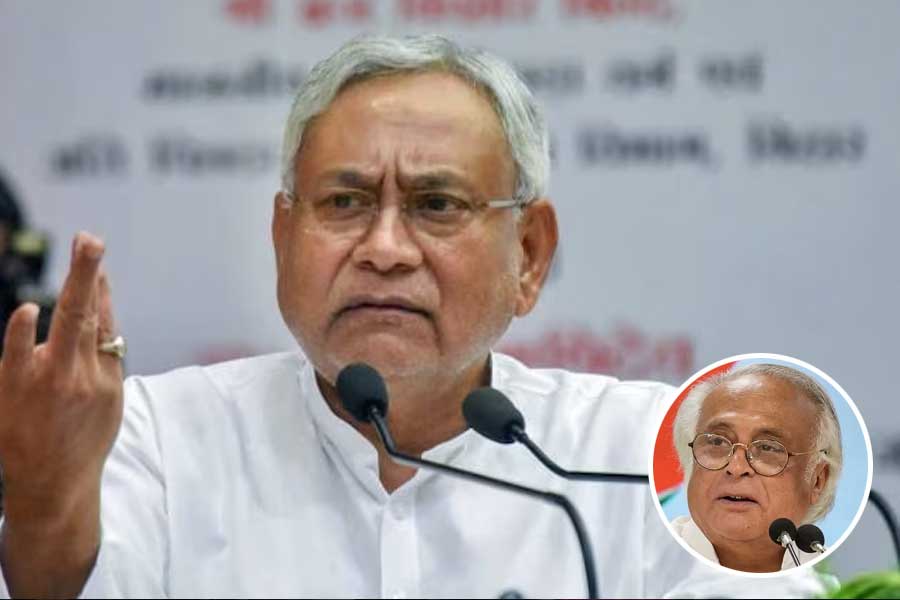 BJP National President JP Nadda and JD(U) leader and former Bihar CM Nitish Kumar during the swearing-in ceremony of new state government, at Raj Bhavan in Patna.
