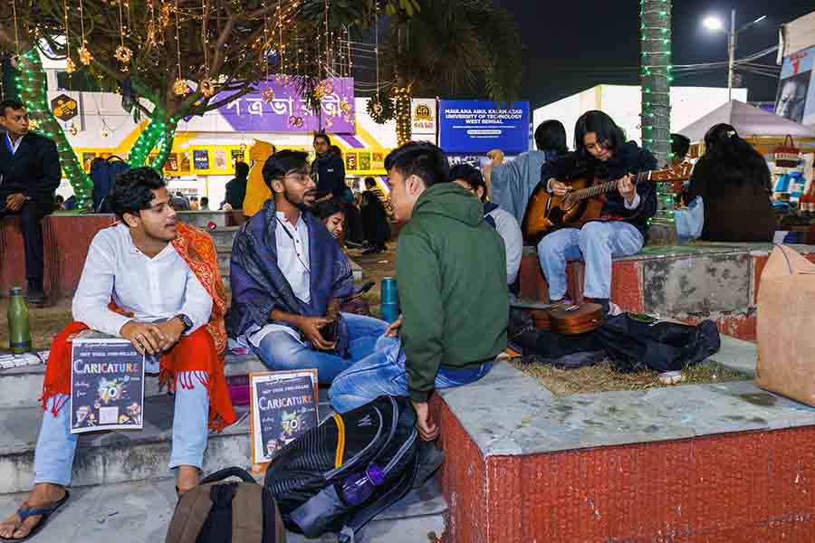 Apart from scouting the fair for books, visitors stop by to enjoy some music and capture it on their phones