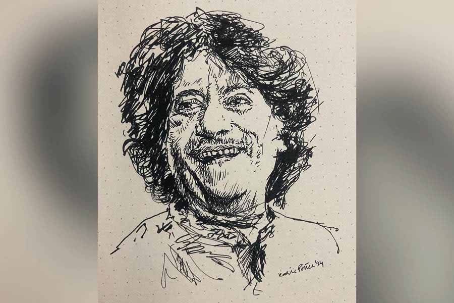 Rashid Khan’s approach to classical songs made the complexity of the genre more approachable and relatable. Above, Kolkata artist Karishma Siddique Roy’s fountain pen sketch of Rashid Khan