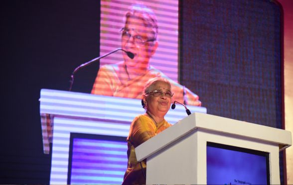 Mrs Sudha Murty addressing the audience at The Telegraph Online Edugraph 18 under 18 Awards, 2024
