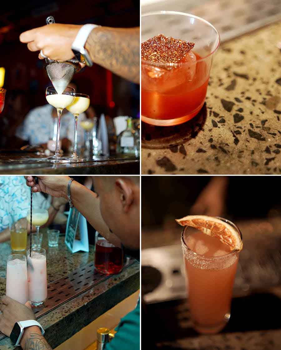 Nepali ingredients were infused into the cocktails. Bloody Peat had tittora, Khattu Highball was shaken with khattu mix, Basil Instinct had Ilam tea and Nuda-The Highball had juju dhau (King Curd). The bases mainly consisted of Patron Silver, Grey Goose and Bombay Sapphire