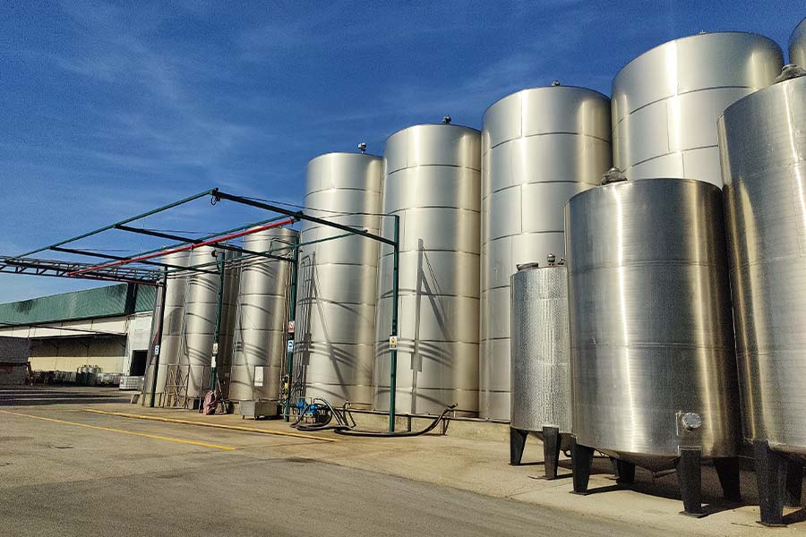 The steel tanks where the grapes are fermented