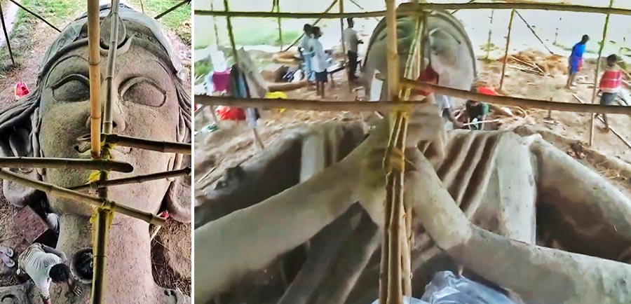 Nadia's Ranaghat Kamalpur is aiming at creating the tallest Durga idol this Durga Puja. The idol is expected to be 111ft tall. About 10 artisans are working on the idol  