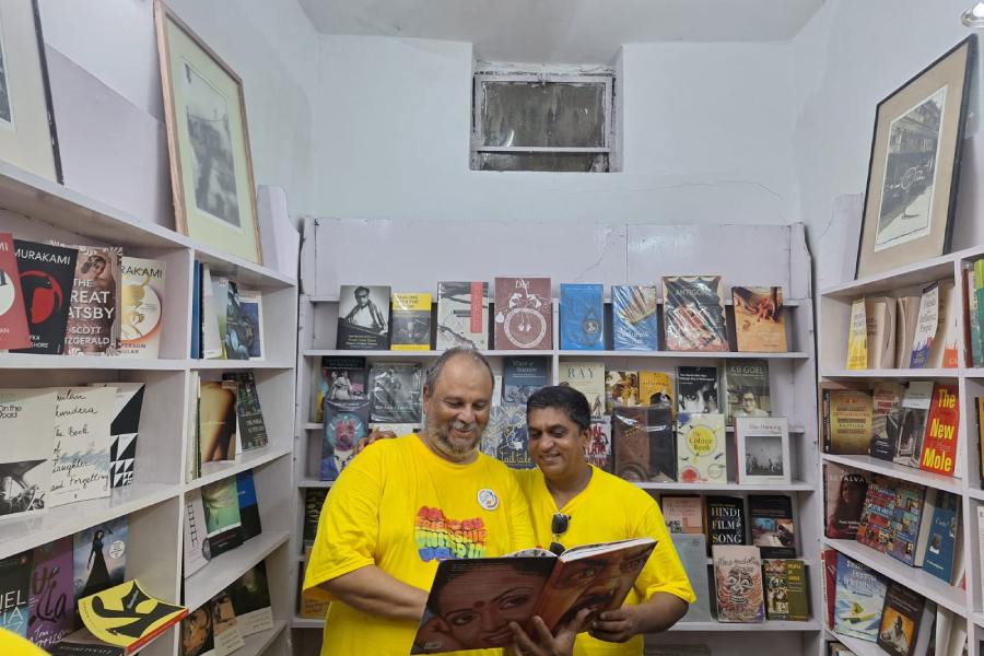 Owais and Satish inside the bookstore