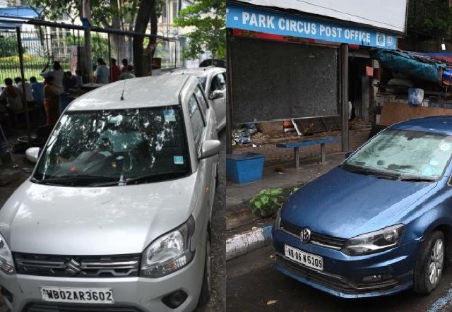 Cars parked on Rawdon Street and (right) on New Park Street, opposite Shiraz restaurant, on Saturday