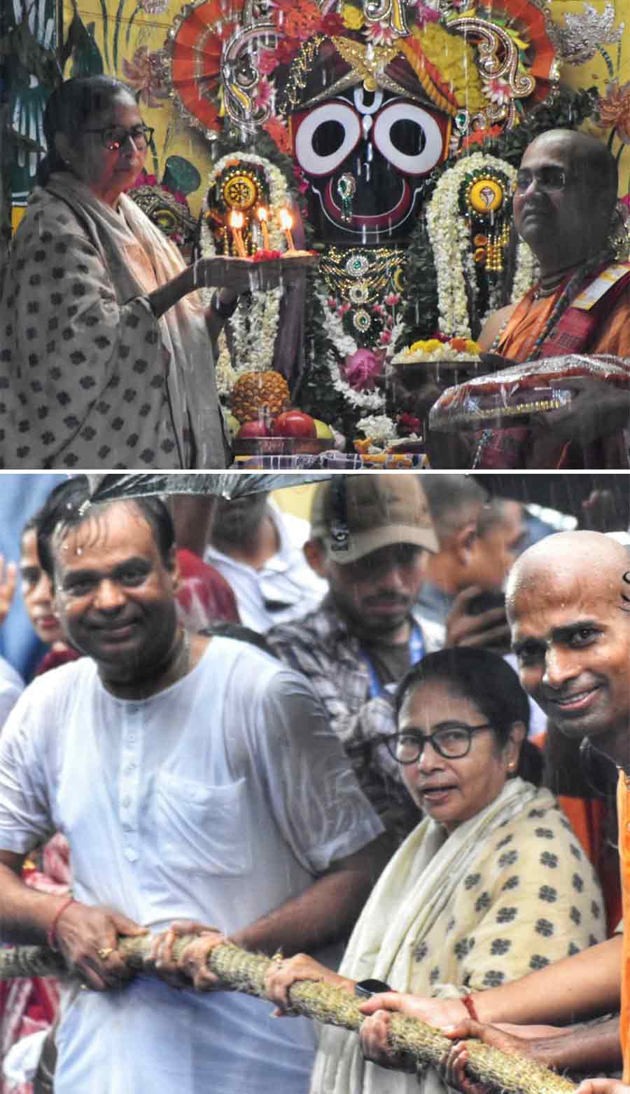 Chief minister Mamata Banerjee inaugurated the procession at Iskcon temple on Albert Road near Minto Park in Kolkata  