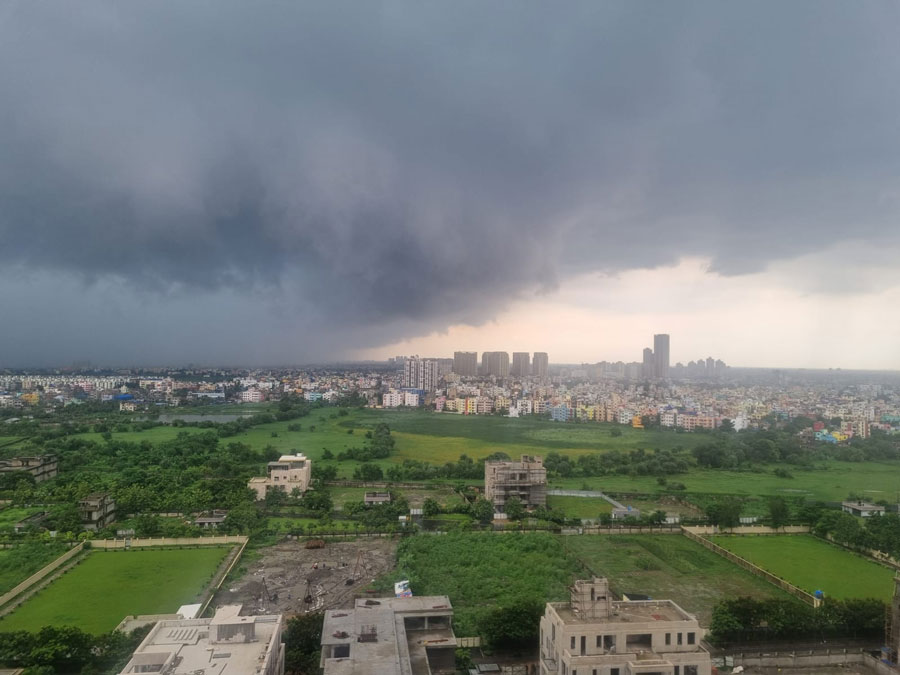 The city received 12.9mm of rainfall on Sunday after three days of light rain in pockets. In picture, a view of the city skyline on Sunday afternoon  