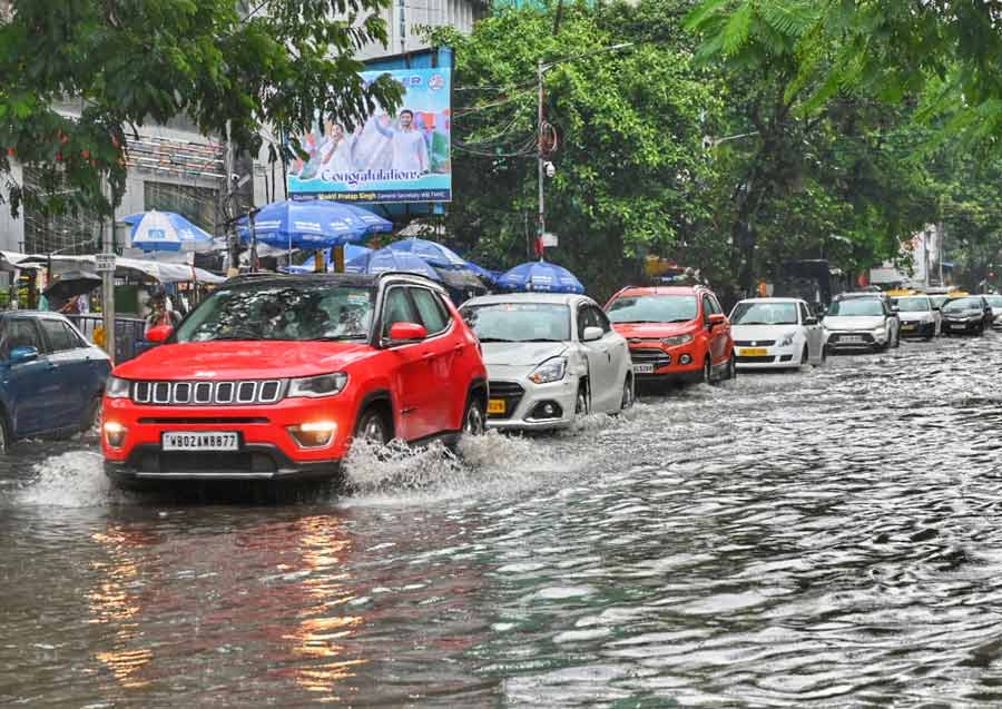 Waterlogging was reported in several areas of the city. Camac Street was underwater after heavy showers on Sunday  