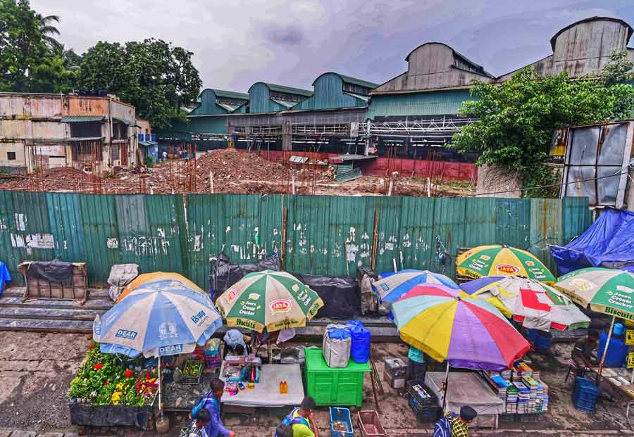 Construction work of a new entry and exit gate beside platform number 1 has begun at Sealdah station 