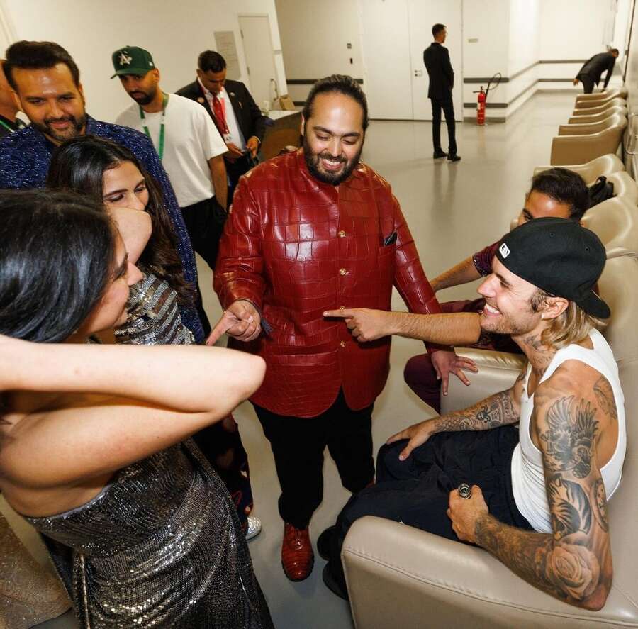 In another picture, Bieber can be seen engrossed in a conversation with Anant and Radhika.