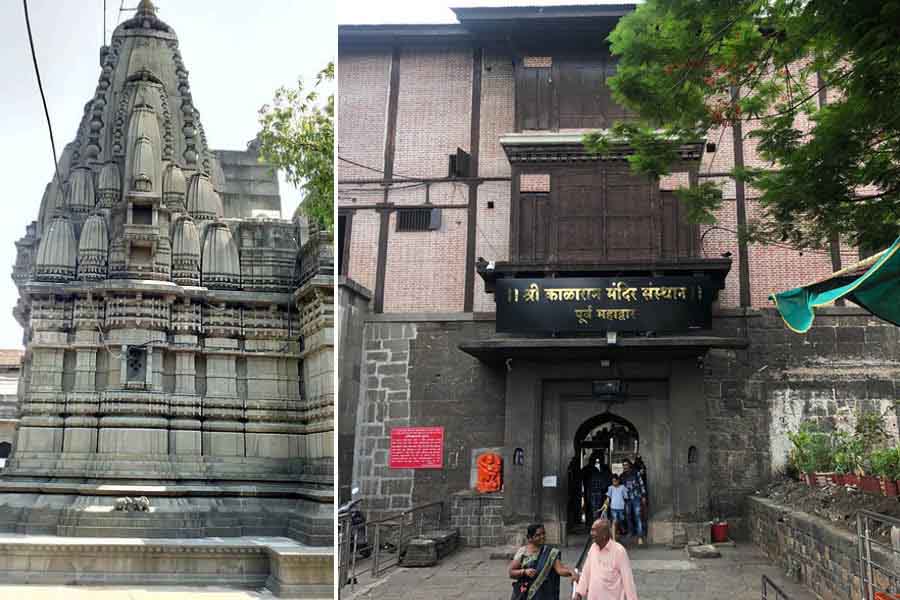 Kalaram Mandir and (right) the main entrance of Shree Kalaram Mandir.