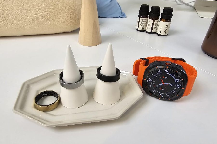 Samsung Galaxy Ring and any Galaxy Watch can be worn together because the Health App gathers data from both devices.