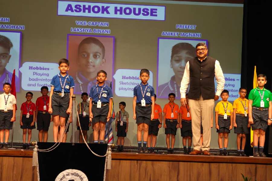 The new leaders of Ashok House get introduced to the audience at the investiture ceremony