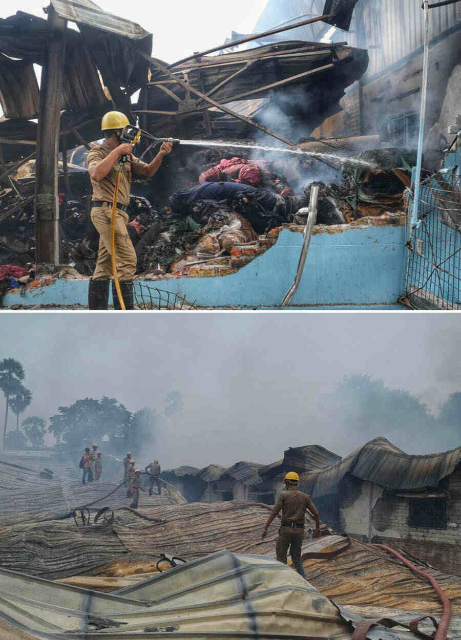 A massive fire broke out  at an ice cream and vest factory at Nagerbazar around 3am on Friday. Twenty fire engines were fighting the blaze till reports last came in 