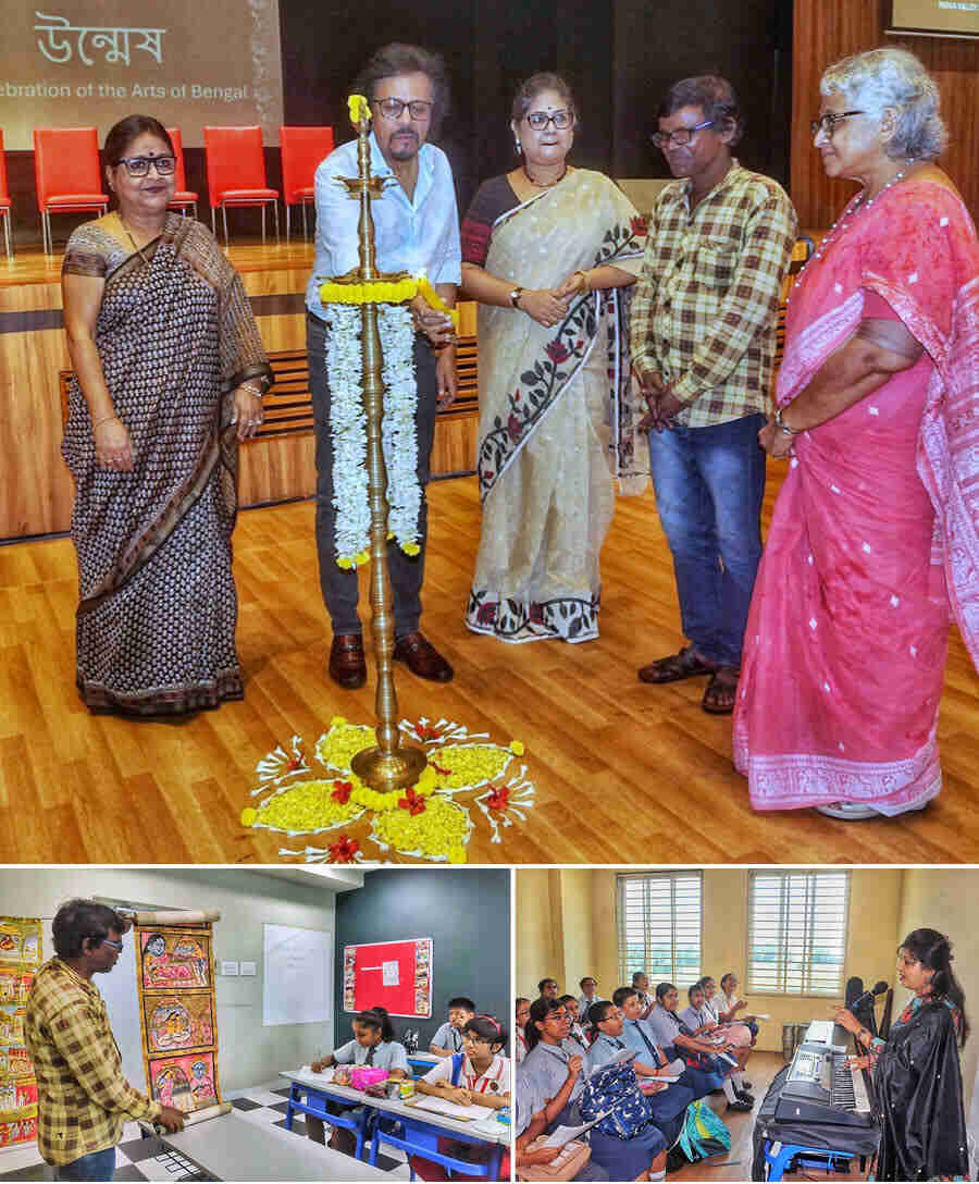 Tabla maestro Bickram Ghosh inaugurated a festival celebrating the arts of Bengal ‘Unmesh 2024’ at  Indus Valley World School on Friday. Different kinds of workshops like Bengali folk music and ‘patachitra’ among others were also held for students. Children from 16 schools came together in a spirit of collaborative learning
