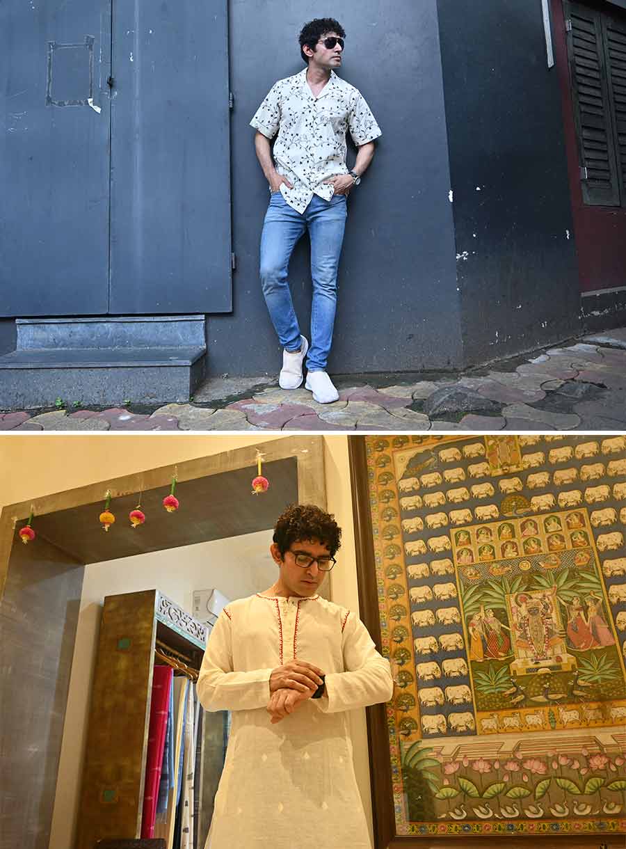 The price range at ‘Roy’ is between Rs 1,500 and Rs 5,000. For My Kolkata, Abhisek’s friend Jeet Basu modelled a few top picks, specially picked by the designer. The line that went viral on social media was inaugurated by Tollywood actors Gourab Chatterjee and Anindya Chatterjee. When asked why this duo, Abhisek shared, “There were two types of shoot videos — one for north Kolkata vibes, where Gourab was my first choice — and he is my lucky charm. For the south Kolkata collection, Anindya was just apt. We had a wonderful time shooting,” shared Abhisek
