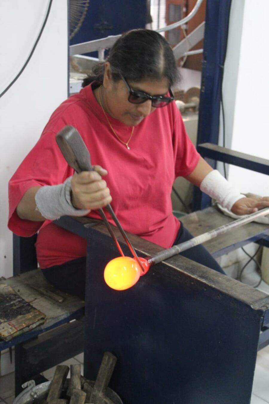 Srila studied ceramics at the National Institute of Design, where she is a faculty now, and learnt the art of glassblowing under the guidance of Antony Stern in London. Her work is exhibited worldwide and she is dedicated to promoting glass art in India