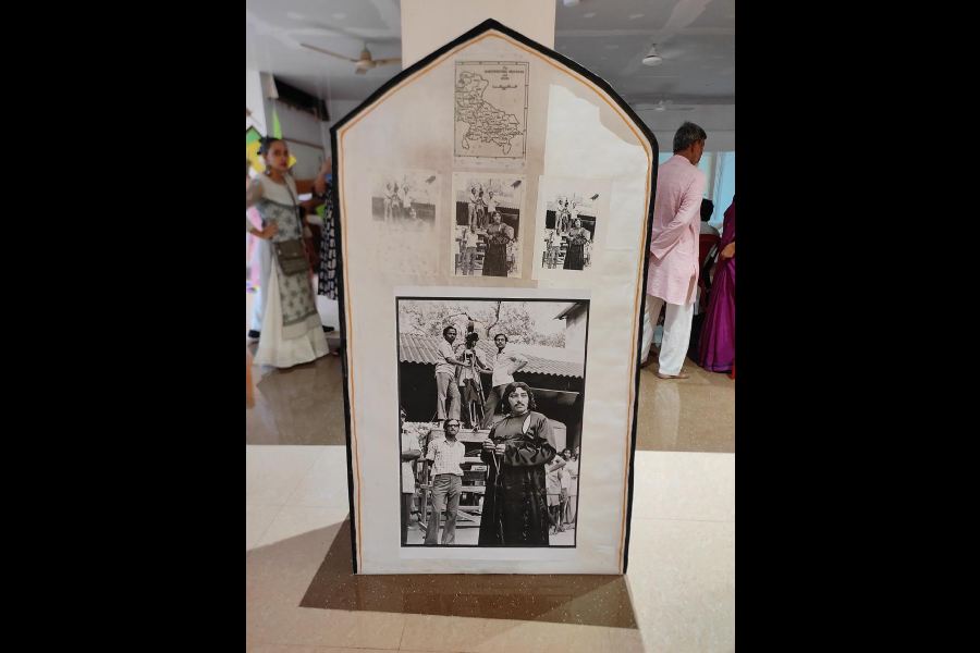 Photographs of the shoot for Satyajit Ray's Shatranj Ke Khilari and Amjad Khan dressed as Wajid Ali Shah at the exhibition