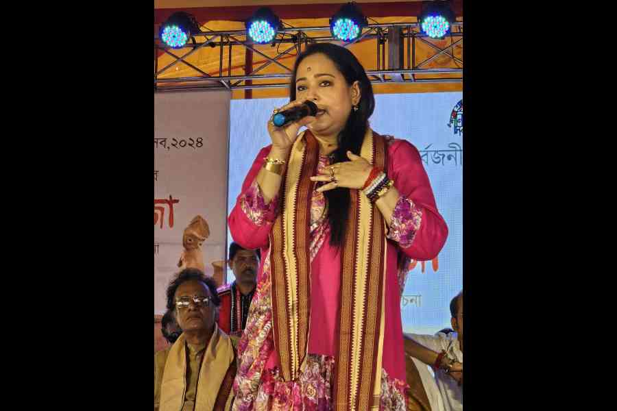 Aparajita Adhya at New Town Sarbojanin khuti puja