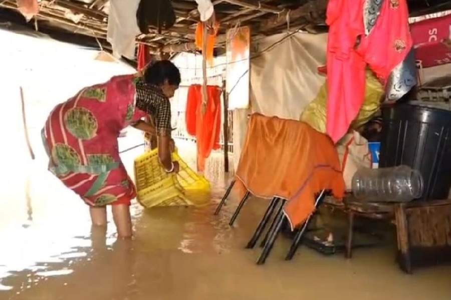 Floodwater enters a house in Malkangiri.