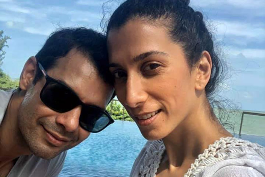 Sandeep with his wife Sanaya Mehta Vyas