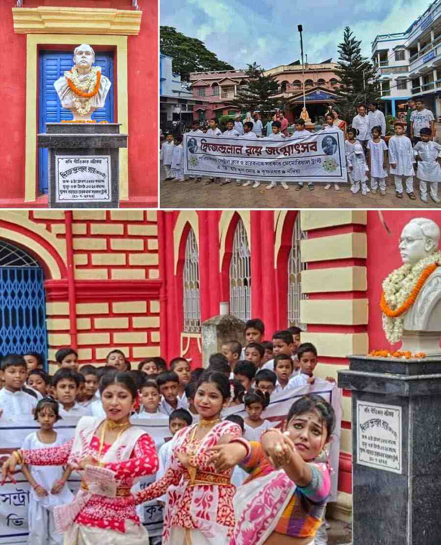 Poet, composer and playwright Dwijendralal Roy’s birth anniversary celebrations at his homestead and Krishnanagar Collegiate School on Saturday. Roy was born on July 19, 1863 in Krishnanagar, Nadia  