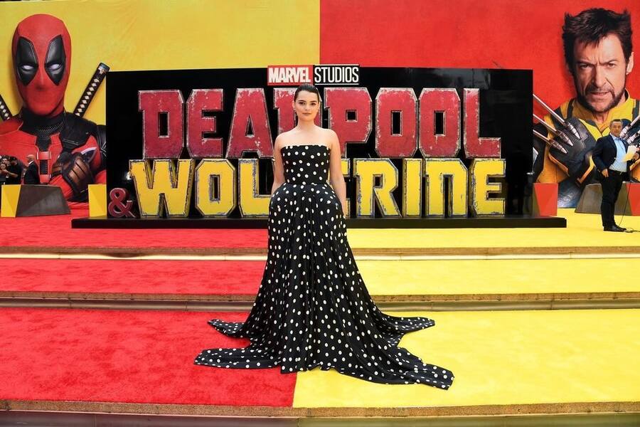 Brianna Hildebrand donned a strapless black gown with polka dots. The actress, known for playing the character Negasonic Teenage Warhead in the previous Deadpool films, will be reprising her role in the upcoming movie.