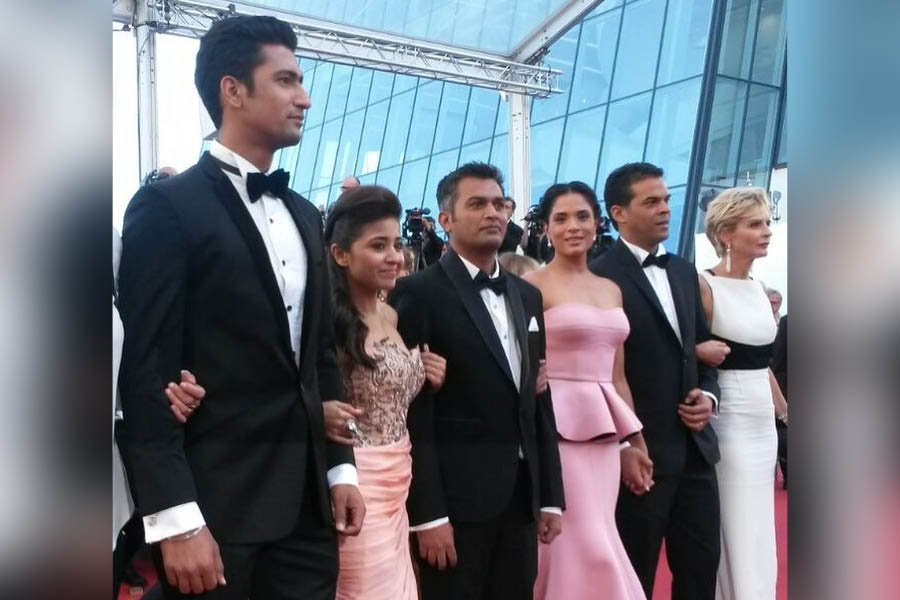 The cast of Masaan at the 2015 Cannes Film Festival.