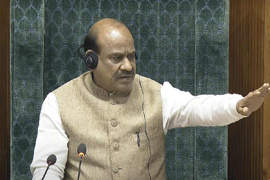 A screenshot of the video that shows Lok Sabha Speaker Om Birla conducting the proceedings of the House on Wednesday. (PTI picture)