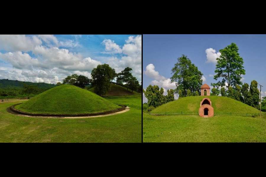 The moidams (also called maidam s) in charaideo which made it to the world heritage site on Friday.